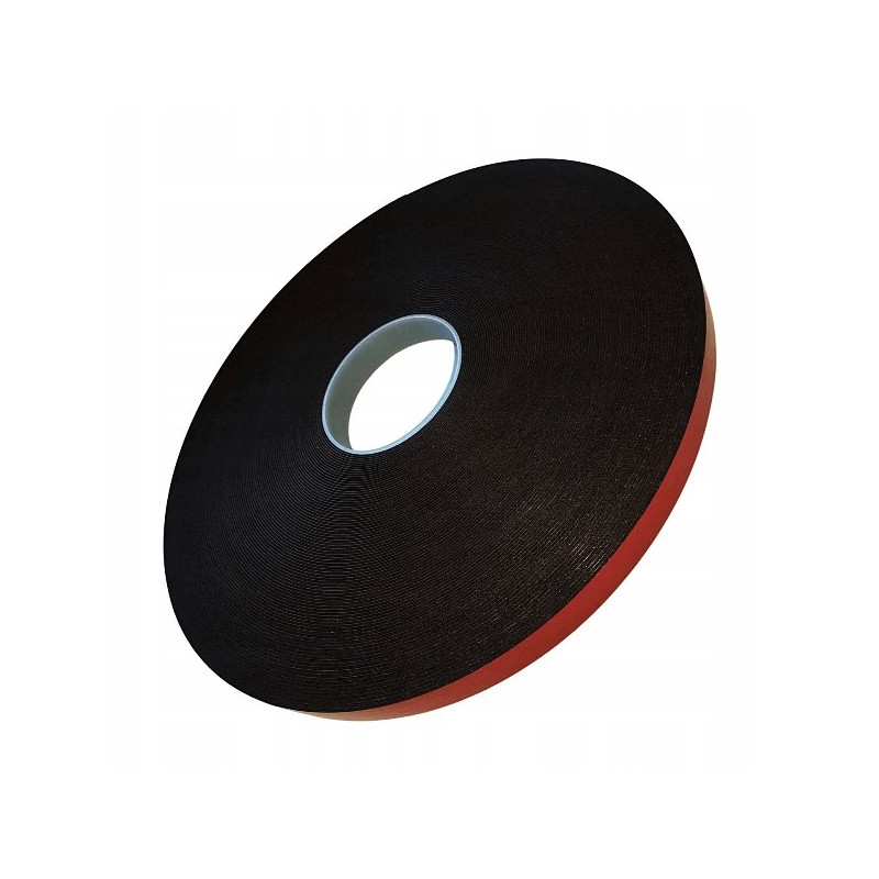 Taśma Dwustronna Piankowa Montażowa 12mm x 50m Czarna z Czerwoną Przekładką