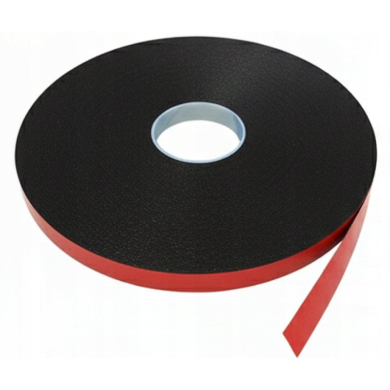 Taśma Dwustronna Piankowa Montażowa 12mm x 50m Czarna z Czerwoną Przekładką