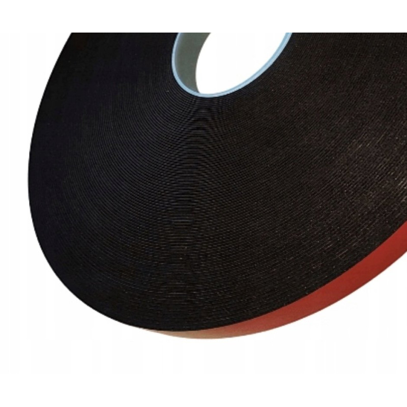 Taśma Dwustronna Piankowa Montażowa 12mm x 50m Czarna z Czerwoną Przekładką