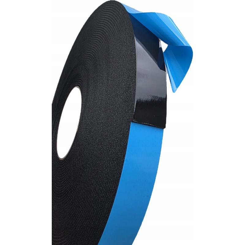 TAŚMA DWUSTRONNA PIANKOWA MOCNA MONTAŻOWA GR 2MM 9mm 25m CZARNA Klejąca