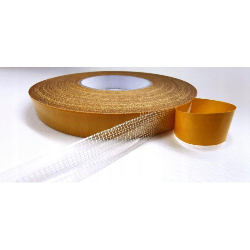 Taśma dwustronna wzmacniana krzyżowo 25mm/50m mocna klejąca montażowa